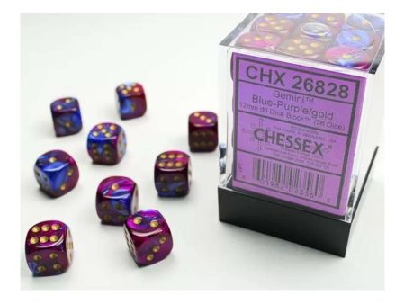 Chessex - Gemini 12mm d6(36 Dice) Blue-Purple Gold Supply